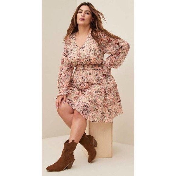 torrid Dresses & Skirts - Torrid New 3 (3X, 22/24) Chiffon Floral Tiered Lurex Country Party Mini Dress